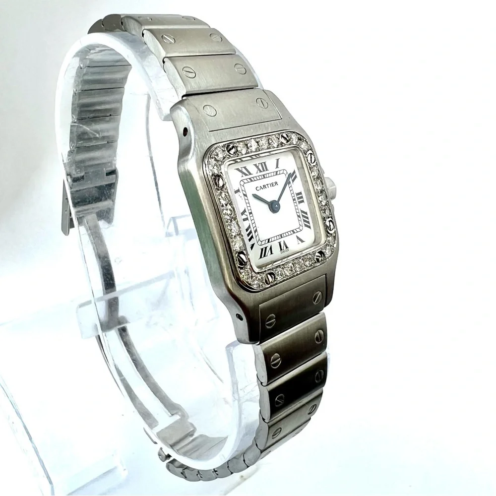 CARTIER Santos Galbee Quartz Steel 0.69TCW DIAMOND Watch - Picture 4 of 7